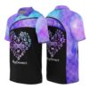 PL-U-Job-PHTP-Dgrm-220322VY10 @ Dog Groomer Paw Heart Teal Purple-Dog Groomer Purple Heart Paw Pattern Polo Shirt