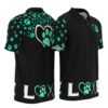 PL-U-Job-LTT-Dgrm-220322NA10 @ Dog Groomer Love Tools Teal-Dog Groomer Teal Heart Paw Pattern Polo Shirt