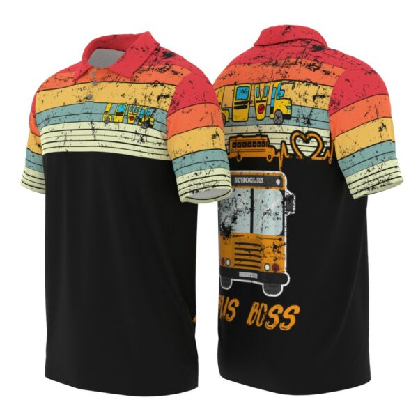 PL-U-Job-BB-Sbdr-220322NA10 @ Bus Driver Bus Boss-School Bus Driver Retro Heartbeat Bus Boss Polo Shirt