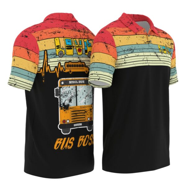 PL-U-Job-BB-Sbdr-220322NA10 @ Bus Driver Bus Boss-School Bus Driver Retro Heartbeat Bus Boss Polo Shirt