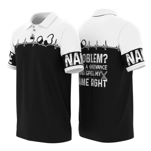 PL-U-Job-FHH-Cor-220322VY10 @ Correctional Officer Flag Heartbeat Handcuffs-Correctional Officer Grievance Black White Custom Name Polo Shirt