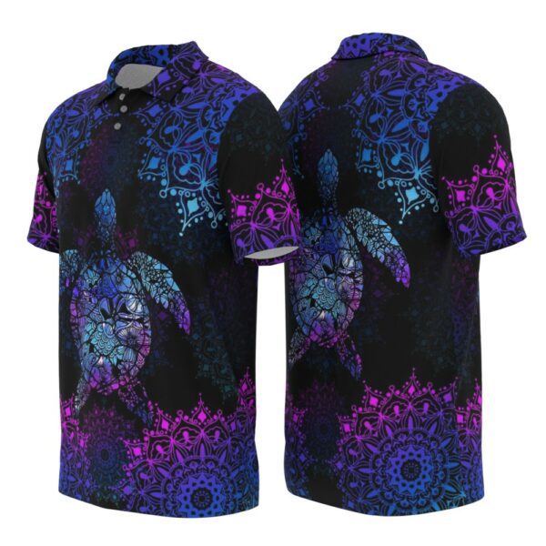 PL-U-Ani-AM-Ttle-220322VY10 @ Turtle Animal Mandala-Turtle Blue Purple Mandala Polo Shirt