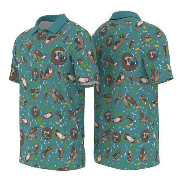PL-U-Ani-DGP-Oter-220322NA10 @ Otter Dark Green Pattern-Otter Dark Green Pattern Polo Shirt