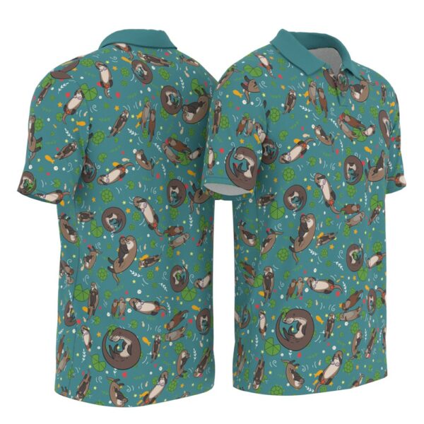 PL-U-Ani-DGP-Oter-220322NA10 @ Otter Dark Green Pattern-Otter Dark Green Pattern Polo Shirt