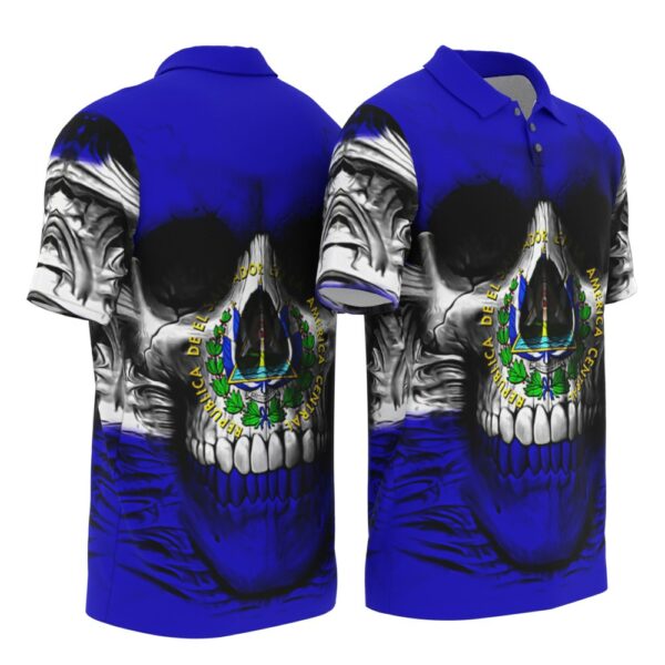 PL-U-Ctry-SF-Elsa-220322NA10 @ El Salvador Skull Flag-El Salvador Skull Flag Polo Shirt