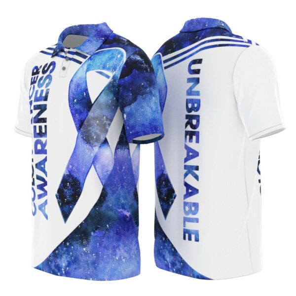 PL-U-Awa-BGW-ColCan-220322NA10 @ Colon Cancer Blue Galaxy Watercolor-Colon Cancer Unbreakable Polo Shirt
