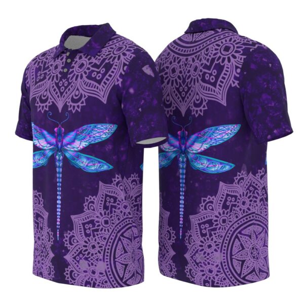 PL-U-Ani-MP-Drgf-220322NA10 @ Dragonfly Mandala Purple-Dragonfly Purple Mandala Polo Shirt