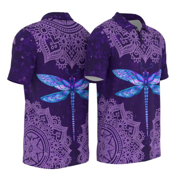 PL-U-Ani-MP-Drgf-220322NA10 @ Dragonfly Mandala Purple-Dragonfly Purple Mandala Polo Shirt
