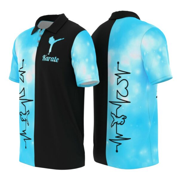 PL-U-Hobb-HBB-Krte-220322NA10 @ Karate Heat Beat Blue-Karate Heartbeat Blue Watercolor Polo Shirt
