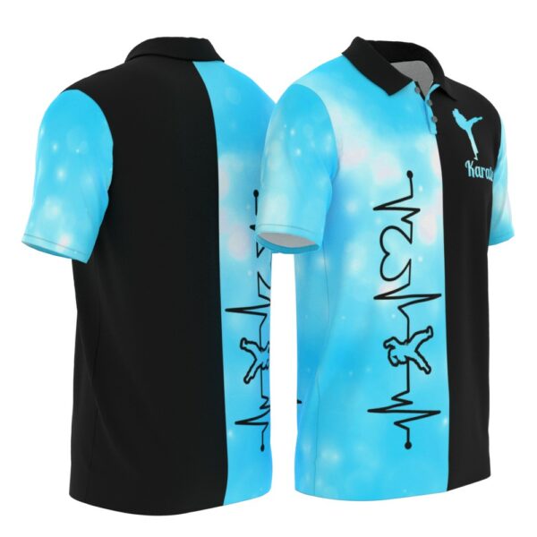 PL-U-Hobb-HBB-Krte-220322NA10 @ Karate Heat Beat Blue-Karate Heartbeat Blue Watercolor Polo Shirt