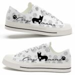 LTS-U-Dog-MPP-Corgi-220509VY10 @ Corgi Mama Paw Patter-Corgi Paws Pattern Low Top Shoes