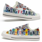 LTS-U-Hobb-LP-Swng-220509VY10 @ Swing Dance License Plat-Swing Dance Live Love Dance License Plate Low Top Shoes