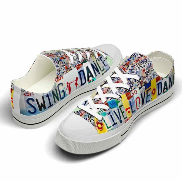 LTS-U-Hobb-LP-Swng-220509VY10 @ Swing Dance License Plat-Swing Dance Live Love Dance License Plate Low Top Shoes