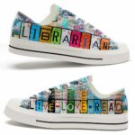 LTS-U-Job-LLR-T11-220509VY10 @ Librarian Live Love Rea-Librarian Live Love Read License Plate Low Top Shoes