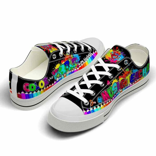 LTS-U-Job-CTW-Mtcer-220509VY10 @ Music Teacher Colorful The Worl-Music Teacher Color The World With Kindness Low Top Shoes