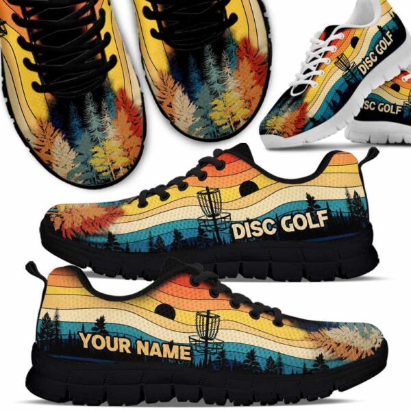 SS-U-Hobb-RDT-Dgof-220531VY10 @ Disc Golf Retro Dawn Thro-Disc Golf Retro Custom Name Sneakers Shoes