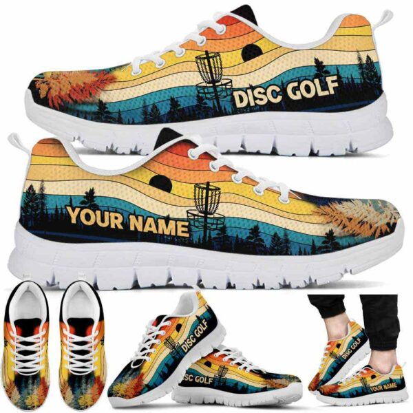SS-U-Hobb-RDT-Dgof-220531VY10 @ Disc Golf Retro Dawn Thro-Disc Golf Retro Custom Name Sneakers Shoes