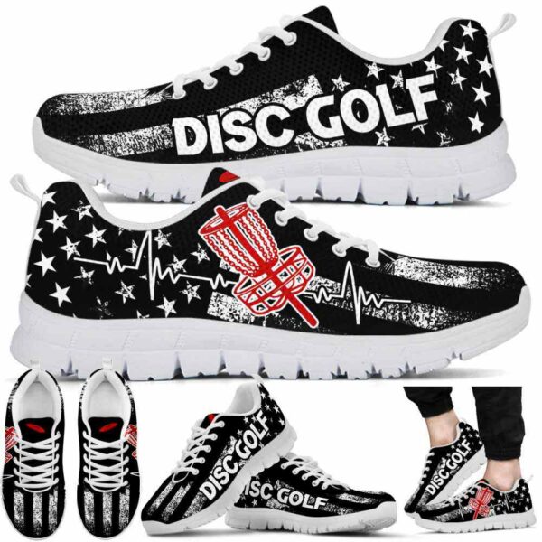 SS-U-Hobb-HF-Dgof-220531VY10 @ Disc Golf Heartbeat Fla-Disc Golf Heartbeat Usa Flag Sneakers Shoes