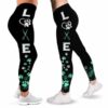 LEGG-W-Job-VY1PrinHearColo-Dgrm-0-Dog Groomer Love Green Paws Pattern Leggings
