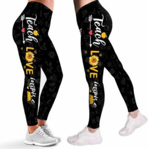 LEGG-W-Job-TeacLoveInsp-Tcer-0-Teacher Sunflower Teach Love Inspire Leggings