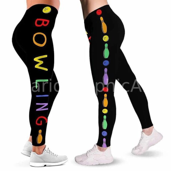 LEGG-W-Hobb-Vy1BallPinTxt-Bwl-0-Bowling Retro Colors Leggings