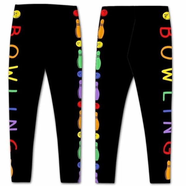 LEGG-W-Hobb-Vy1BallPinTxt-Bwl-0-Bowling Retro Colors Leggings