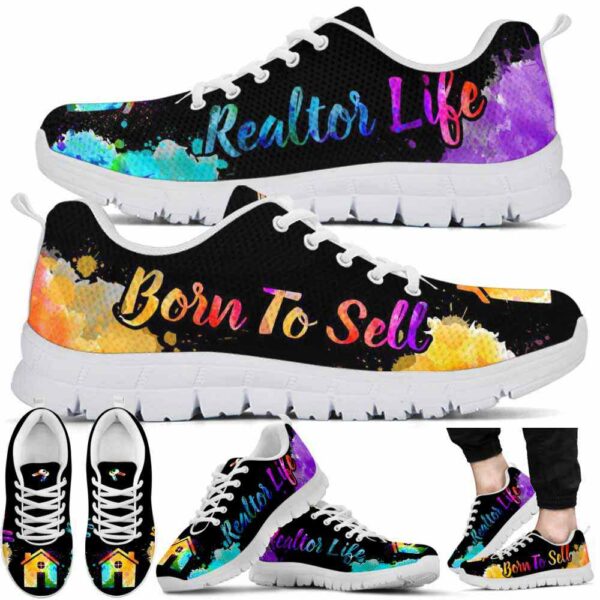 SS-U-Job-WRL-Relt-210619VY10 @ Real Estate Watercolor Realtor Life-Realtor Watercolor Born To Sell Sneakers