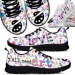 SS-U-Job-CFP-Atcr-210716VY10 @ Art Teacher Colorful Flowers Patter-Art Teacher Yall Need Art Flowers Pattern Sneakers