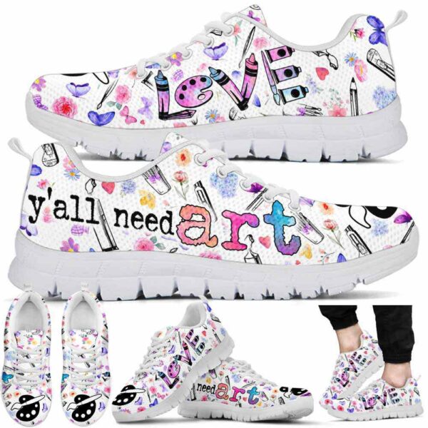 SS-U-Job-CFP-Atcr-210716VY10 @ Art Teacher Colorful Flowers Patter-Art Teacher Yall Need Art Flowers Pattern Sneakers