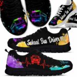 SS-U-Job-W-Sbdr-220610NA10 @ Bus Driver Watercolor-School Bus Driver Apple Watercolor Heartbeat Sneakers