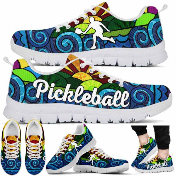 SS-U-Hobb-PS-Pklb-220610NA10 @ Pickleball Pickle Sunset-Pickleball Wave Sunset Sneakers