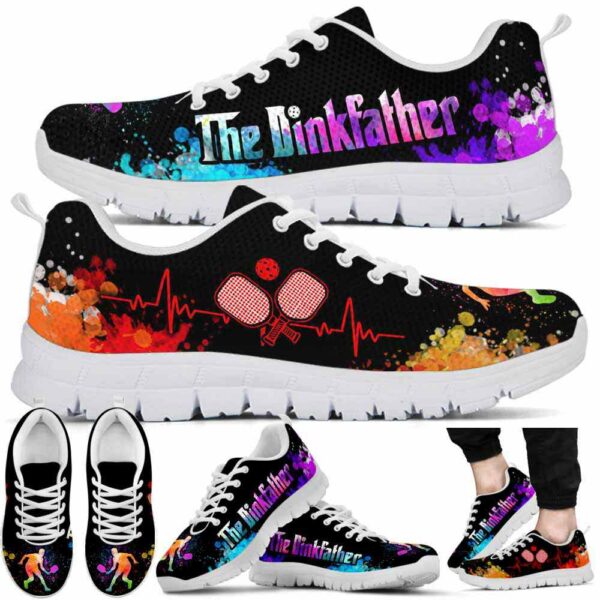 SS-U-Hobb-HTW-Pklb-210608VY10 @ Pickleball Heartbeart Text Watercolor-Pickleball Dinkfather Watercolor Heartbeat Sneakers