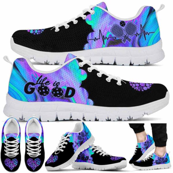 SS-U-Hobb-WHC-Pklb-210608VY10 @ Pickleball Watercolor Heartbeat Cloud-Pickleball Cloud Heartbeat Life Is Good Sneakers