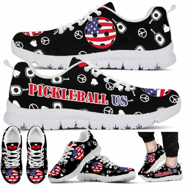 SS-U-Hobb-PLPF-Pklb-210608VY10 @ Pickleball Peace Love Patern Flag-Pickleball Usa Flag Peace Pattern Sneakers