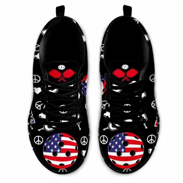 SS-U-Hobb-PLPF-Pklb-210608VY10 @ Pickleball Peace Love Patern Flag-Pickleball Usa Flag Peace Pattern Sneakers