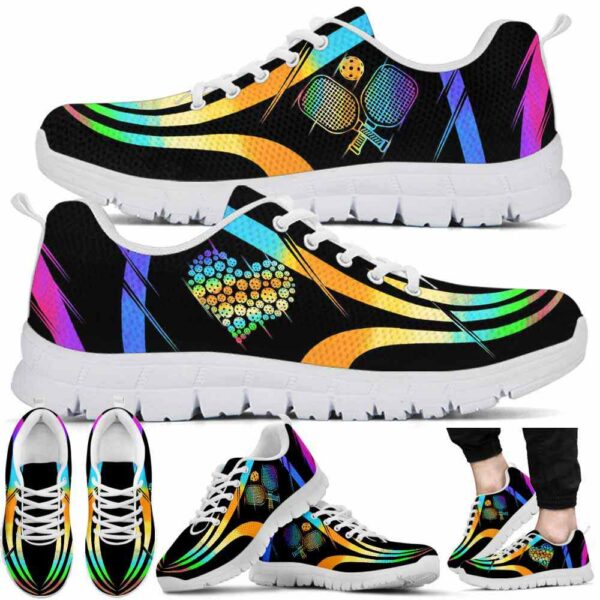 SS-U-Hobb-WLH-Pklb-210608VY10 @ Pickleball Watercolor Line Heart-Pickleball Colorful Line Heart Sneakers