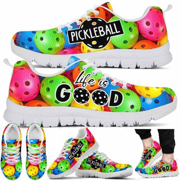 SS-U-Hobb-CPT-Pklb-210608VY10 @ Colorful Pickleball Text-Pickleball Life Is Good Sneakers