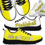 SS-U-Hobb-YWT-Pklb-210608VY10 @ Pickleball Yellow White Text-Pickleball Yellow White Life Is Good Sneakers