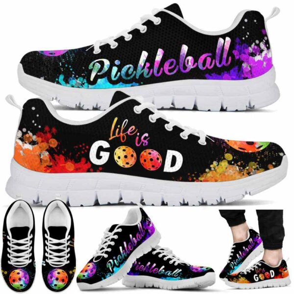 SS-U-Hobb-WLIG-Pklb-210608VY10 @ Pickleball Watercolor Life Is Good-Pickleball Watercolor Life Is Good Sneakers