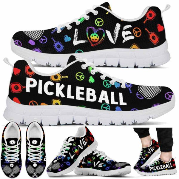 SS-U-Hobb-PLPR-Pklb-210608VY10 @ Pickleball Peace Love Pattern Rainbow-Pickleball Love Rainbow Pattern Sneakers