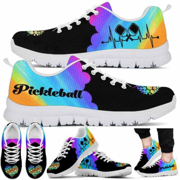 SS-U-Hobb-WHP-Pklb-210608VY10 @ Pickleball Watercolor Heart Paddle-Pickleball Heartbeat Heart Paddle Sneakers
