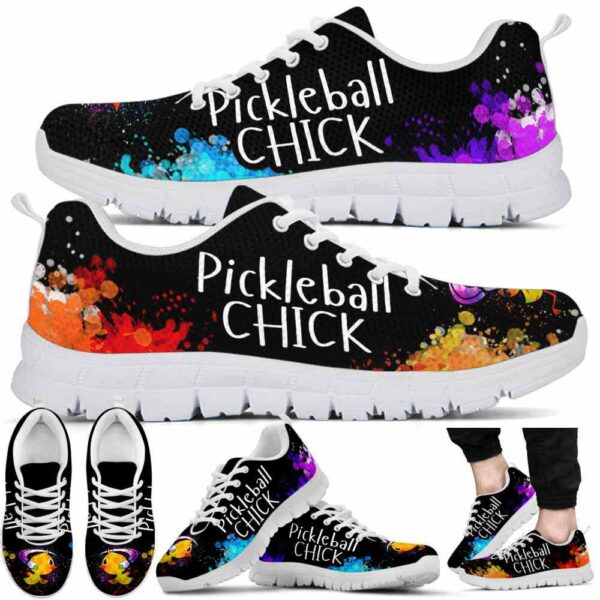 SS-U-Hobb-WC-Pklb-210608VY10 @ Pickleball Watercolor Chick-Pickleball Chick Watercolor Sneakers