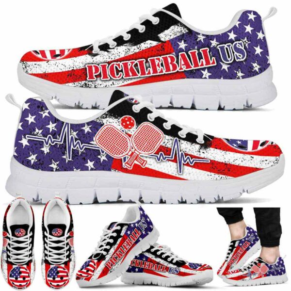 SS-U-Hobb-FH-Pklb-210608VY10 @ Pickleball Flag Heartbeat-Pickleball Usa Flag Heartbeat Sneakers