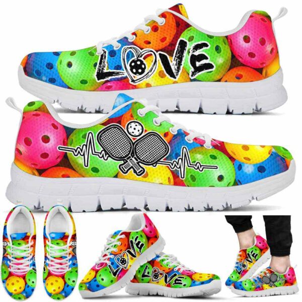 SS-U-Hobb-CBH-Pklb-210608VY10 @ Pickleball Colorful Ball Heartbeat-Pickleball Love Colorful Balls Pattern Sneakers