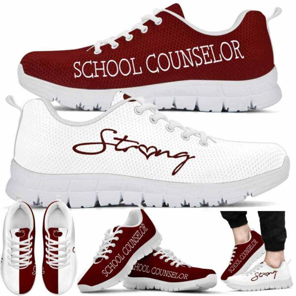 SS-U-Job-RNW-Csl-220610NA10 @ School Counselor Red N White-School Counselor Strong Red White Sneakers
