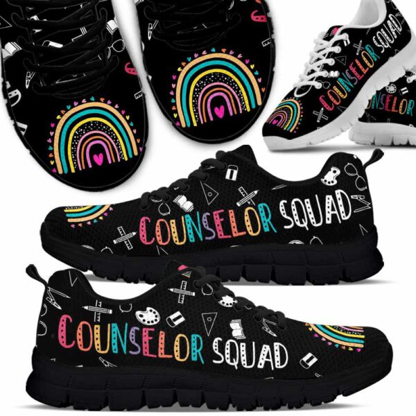 SS-U-Job-CRP-Csl-210623VY10 @ Counselor Colorful Rainbow Pattern-School Counselor Squad Colorful Rainbow Sneakers