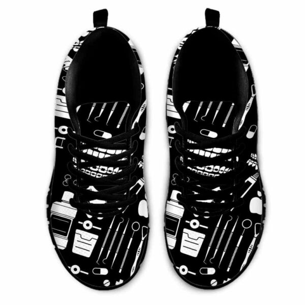 SS-U-Nur-BP-Det-220610NA10 @ Dental BW Pattern-Dentist Black White Tools Pattern Sneakers