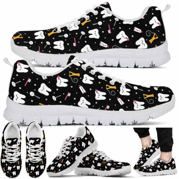 SS-U-Nur-BCTP-Det-220610NA10 @ Dentist Black Cute Tooth Pattern-Dentist Cute Teeth Pattern Sneakers