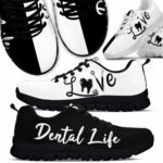 SS-U-Nur-LDLB-Det-210527VY10 @ Dentist Love Dental Life BW-Dentist Black White Dental Life Sneakers