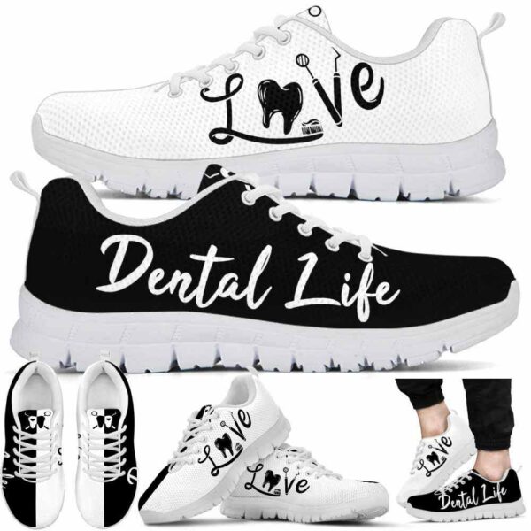 SS-U-Nur-LDLB-Det-210527VY10 @ Dentist Love Dental Life BW-Dentist Black White Dental Life Sneakers